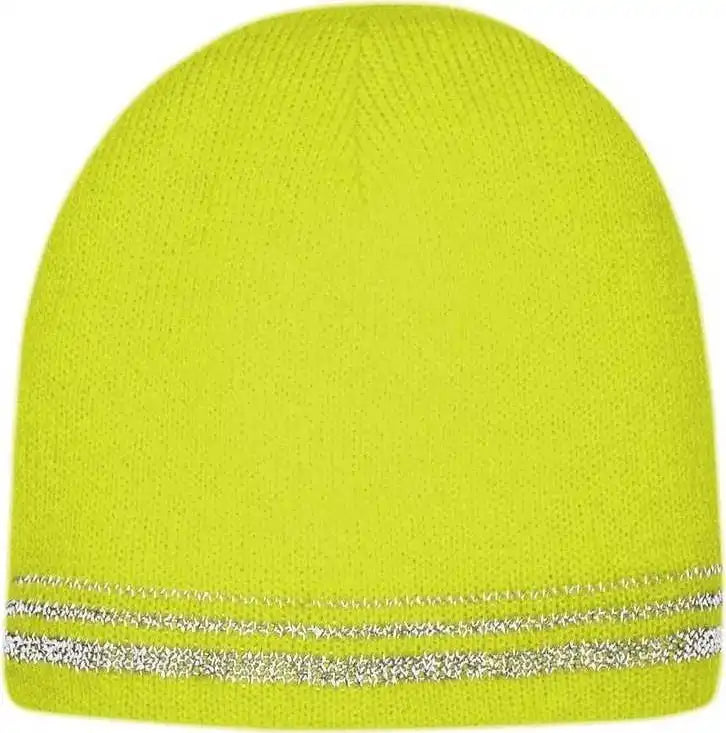 Cornerstone Cs804 Lined Enhanced Visibility with Reflective Stripes Beanie - Safety Yellow - Osfm
