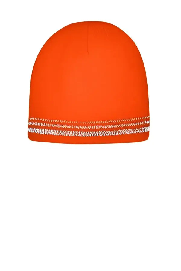 Cornerstone Cs804 Lined Enhanced Visibility with Reflective Stripes Beanie - Safety Orange/ / one Size Fits Most
