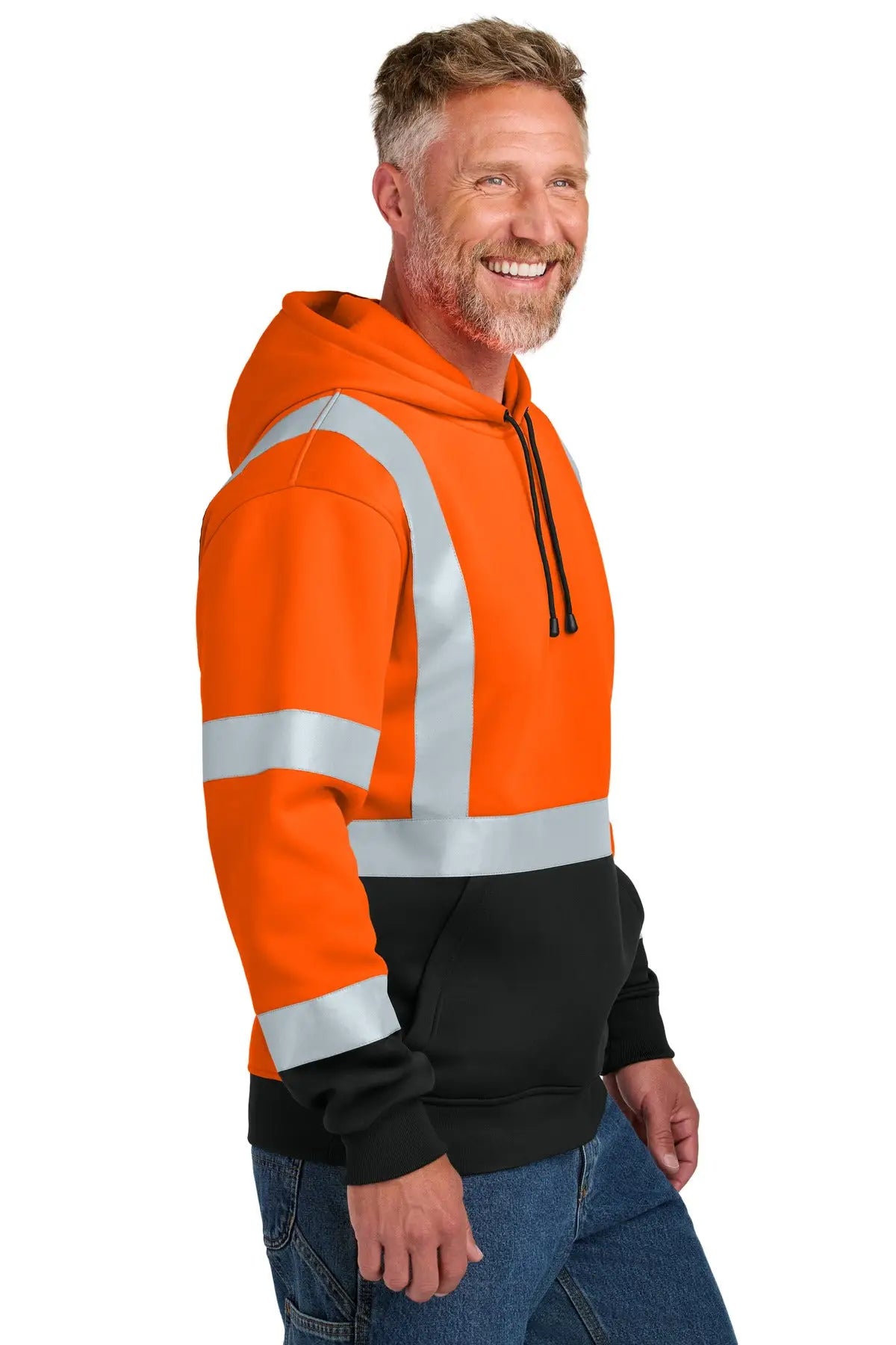 Cornerstone Csf301 Ansi 107 Class 3 Heavy-duty Fleece Pullover Hoodie - Safety Orange