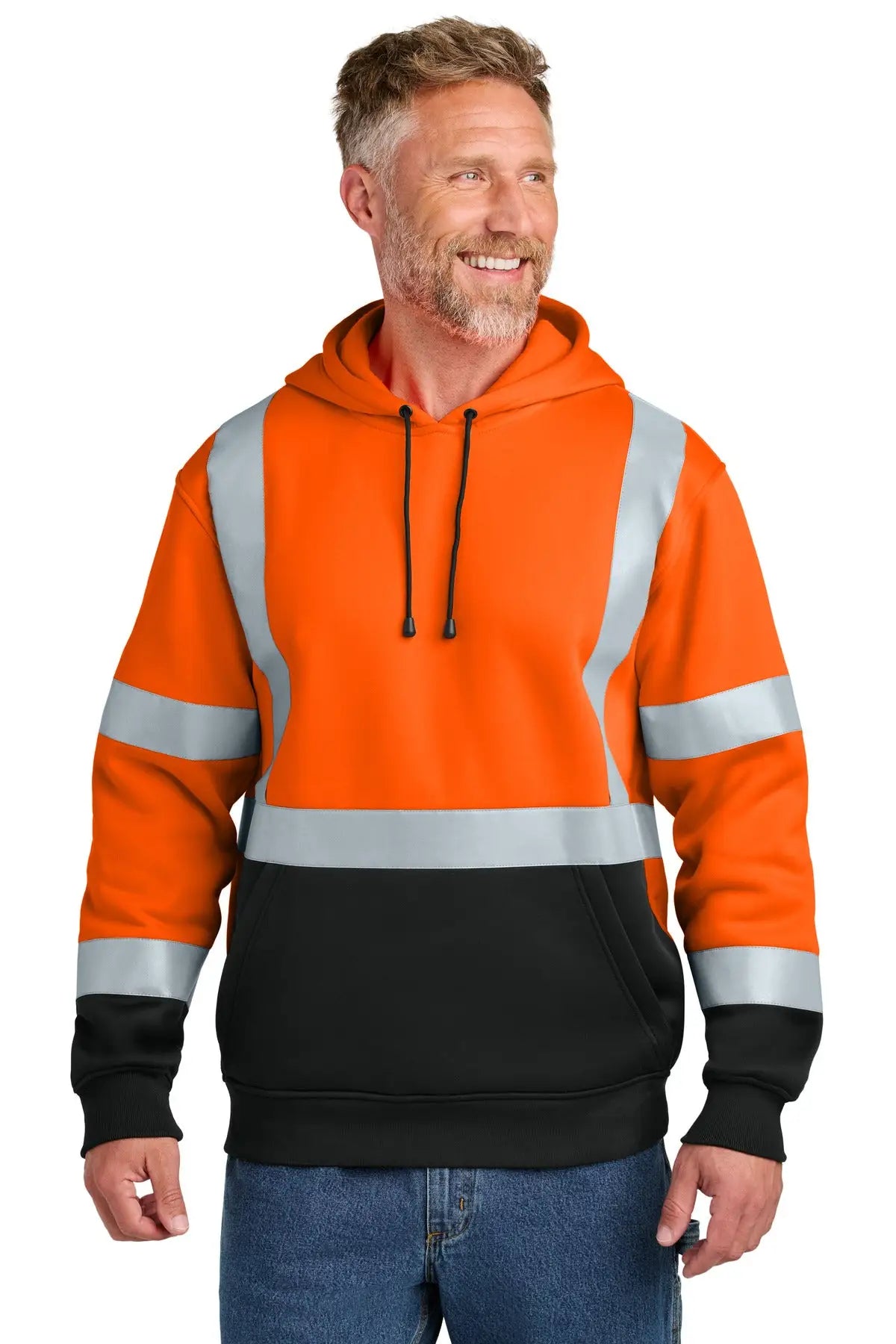 Cornerstone Csf301 Ansi 107 Class 3 Heavy-duty Fleece Pullover Hoodie - Safety Orange - Adult m