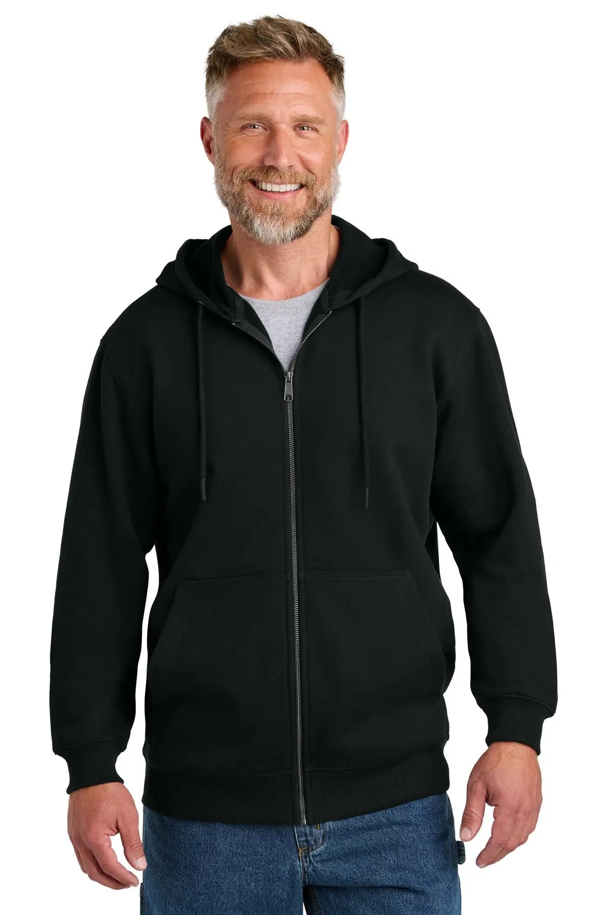 Cornerstone Csf631 Tough Fleece Full-zip Hoodie - Black - Adult Xs