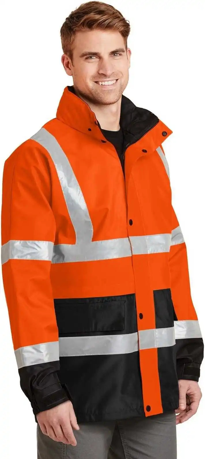 Cornerstone Csj24 Ansi 107 Class 3 Waterproof Parka Safety Orange Black