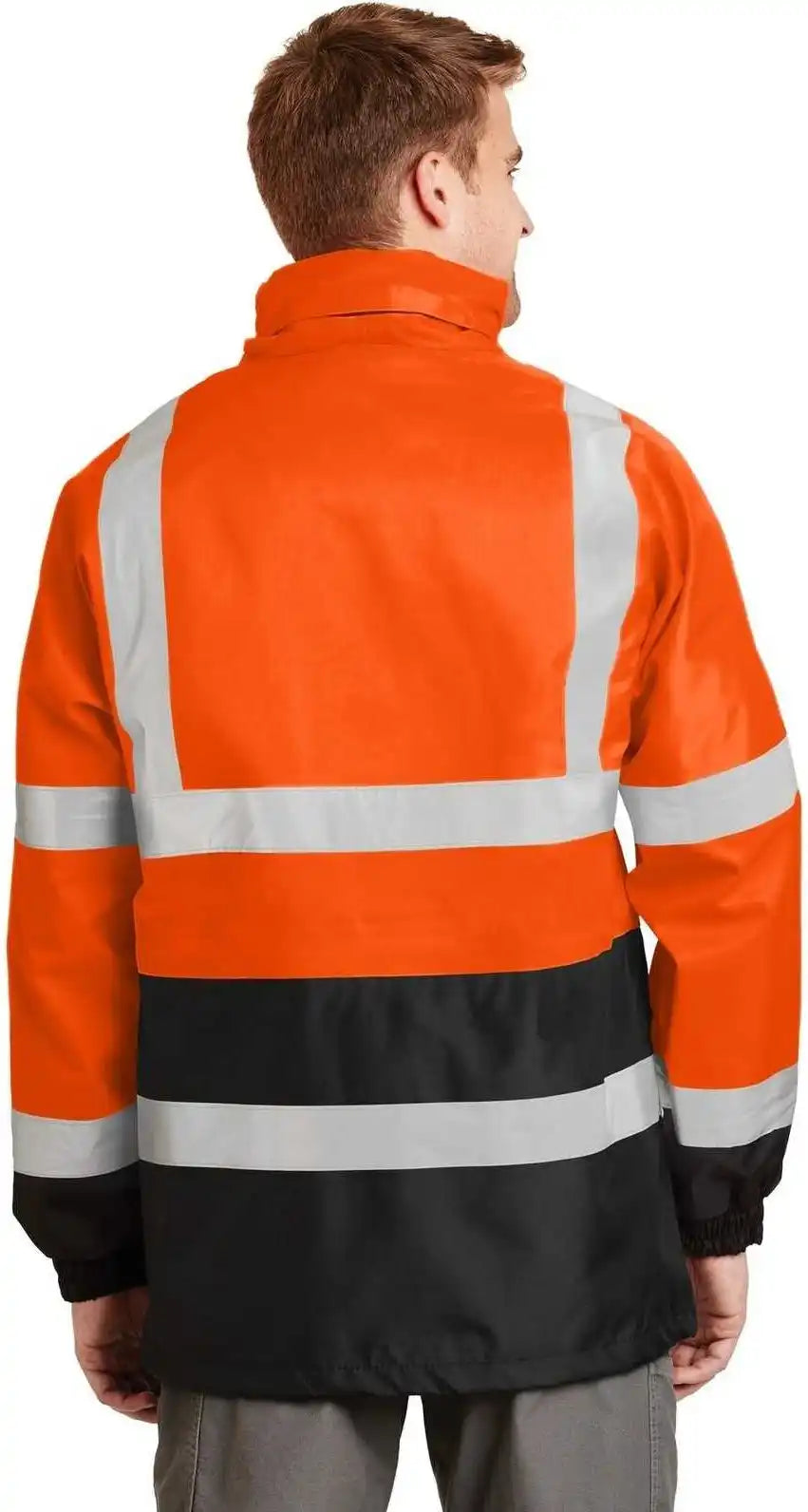 Cornerstone Csj24 Ansi 107 Class 3 Waterproof Parka - Safety Orange Black