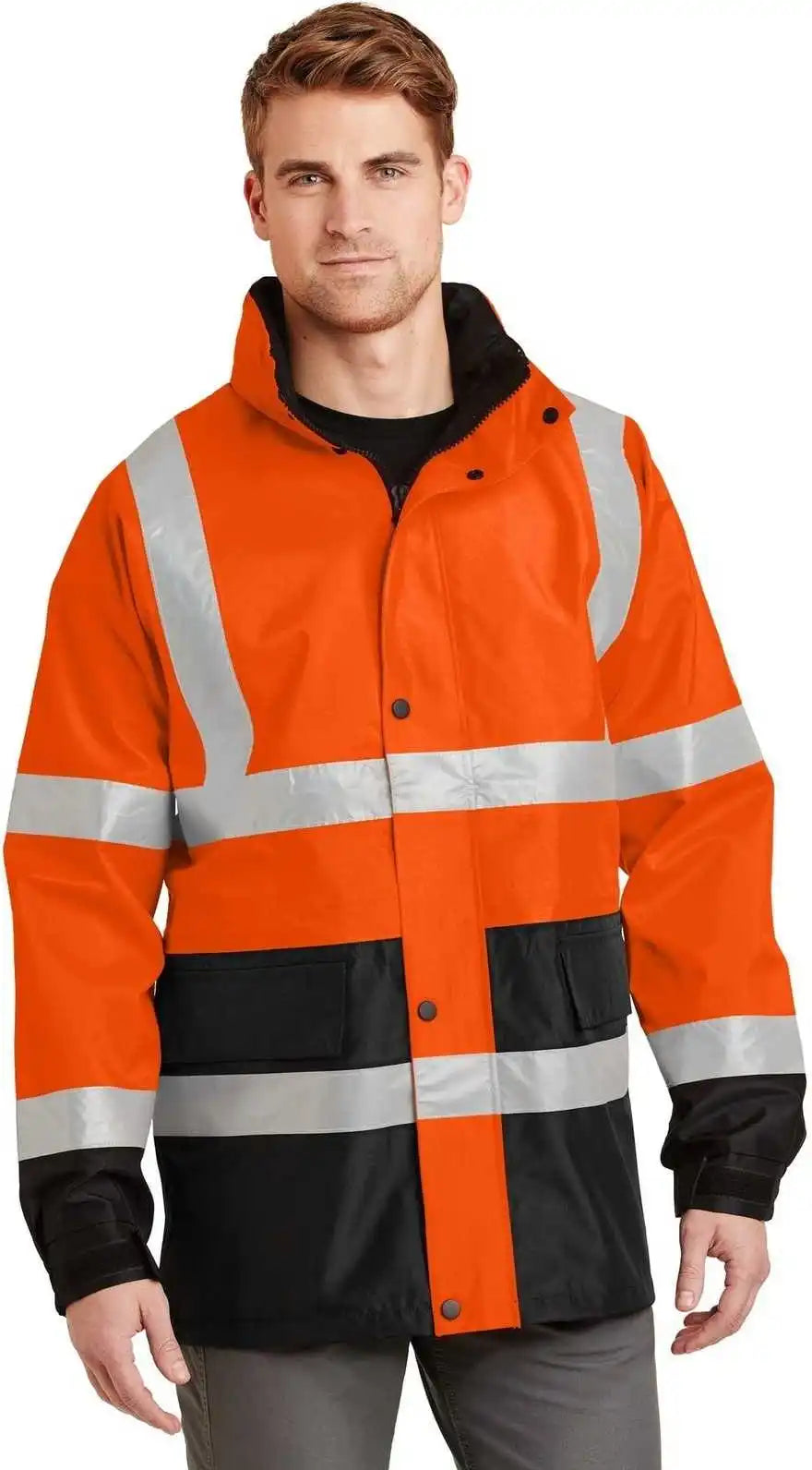 Cornerstone Csj24 Ansi 107 Class 3 Waterproof Parka - Safety Orange Black