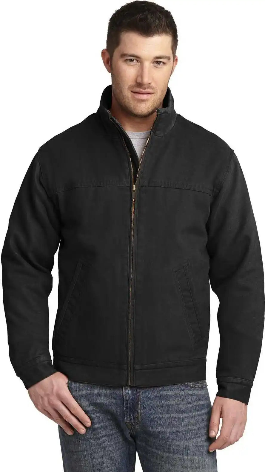 Cornerstone Csj40 Washed Duck Cloth Flannel-lined Work Jacket - Black