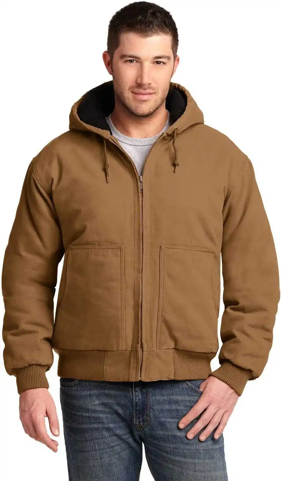 Cornerstone Csj41 Washed Duck Cloth Insulated Hooded Work Jacket Brown
