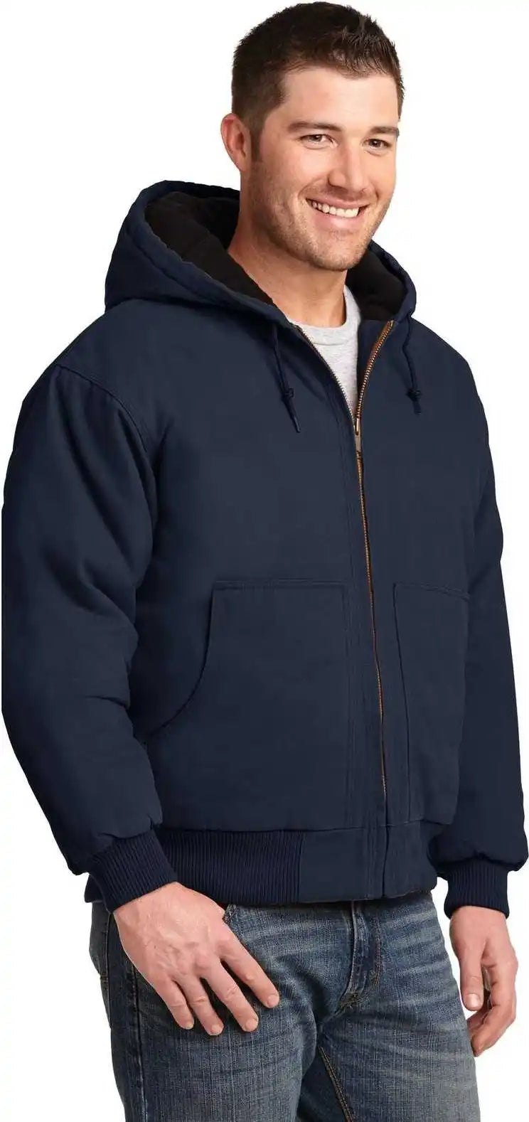 Cornerstone Csj41 Washed Duck Cloth Insulated Hooded Work Jacket - Navy