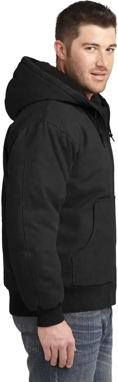 Cornerstone Csj41 Washed Duck Cloth Insulated Hooded Work Jacket - Black
