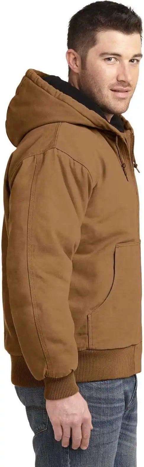 Cornerstone Csj41 Washed Duck Cloth Insulated Hooded Work Jacket Brown