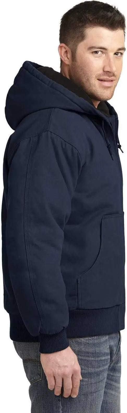 Cornerstone Csj41 Washed Duck Cloth Insulated Hooded Work Jacket - Navy