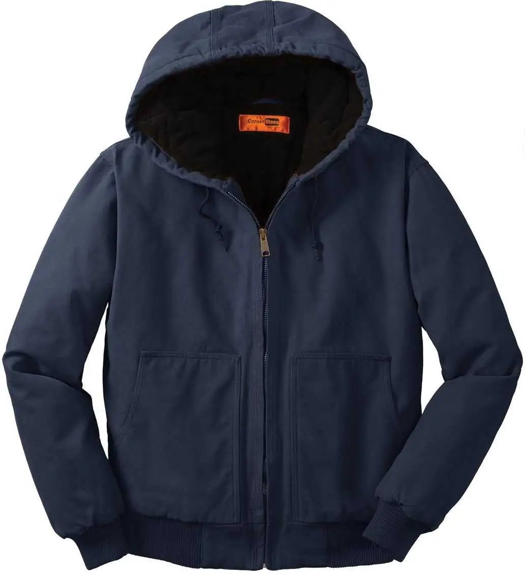 Cornerstone Csj41 Washed Duck Cloth Insulated Hooded Work Jacket - Navy