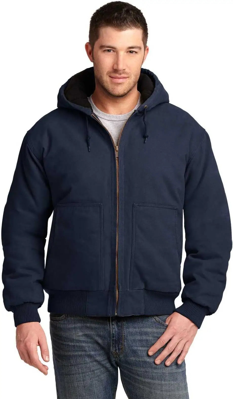 Cornerstone Csj41 Washed Duck Cloth Insulated Hooded Work Jacket - Navy