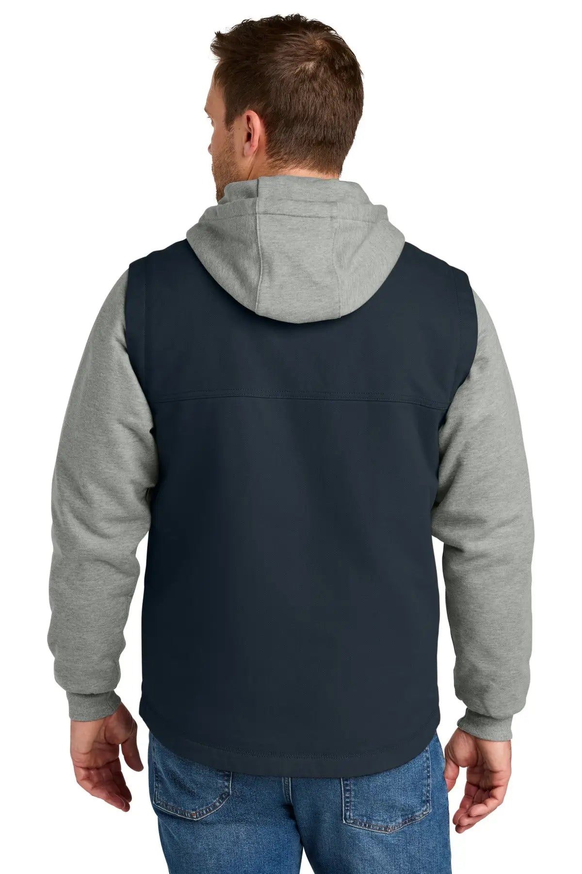 Cornerstone Csj42 Duck Fleece Full-zip Hooded Jacket - Navy Heather Gray