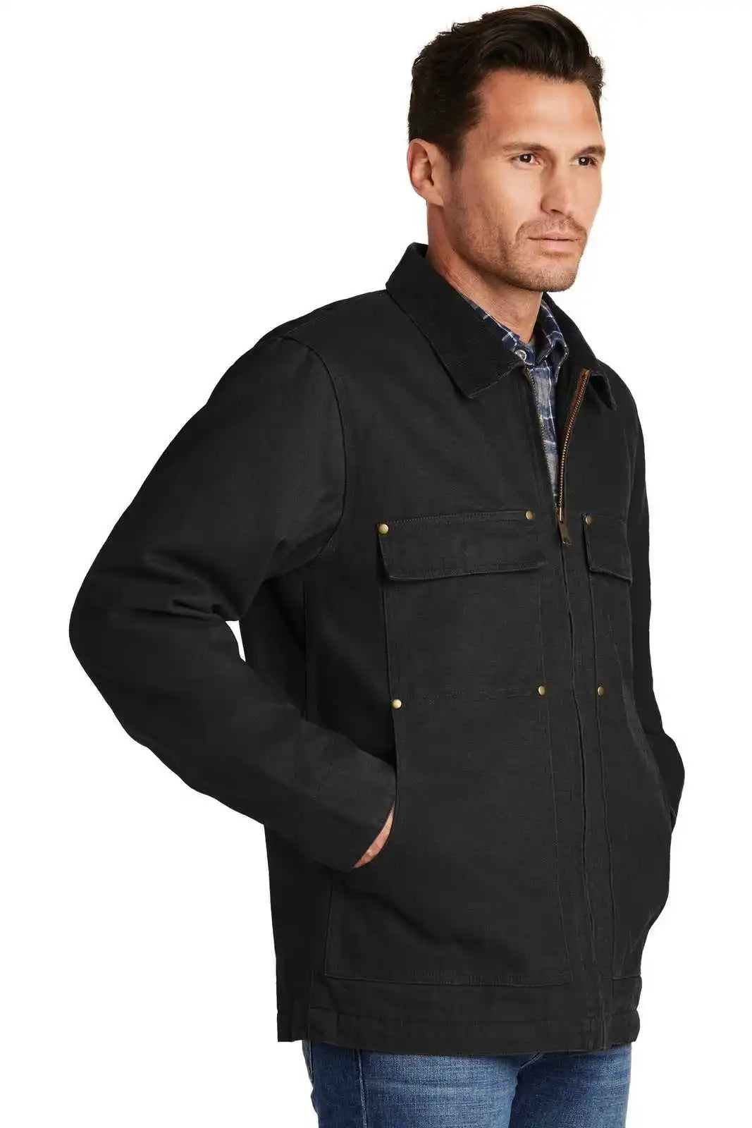 Cornerstone Csj50 Washed Duck Cloth Chore Coat - Black