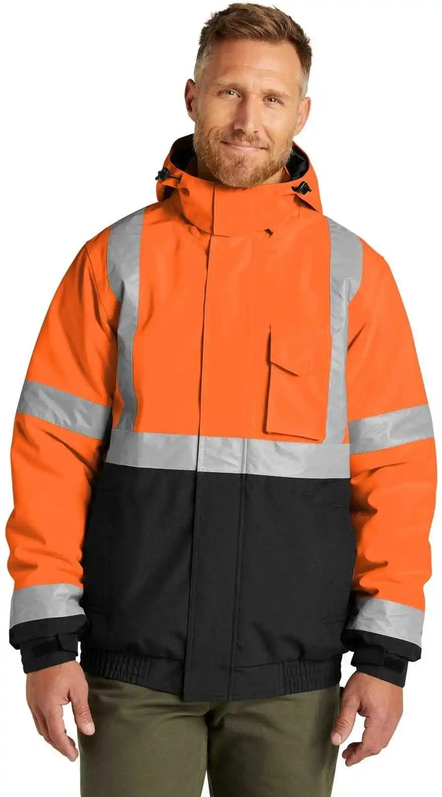 Cornerstone Csj500 Ansi 107 Class 3 Economy Waterproof Insulated Bomber Jacket - Safety Orange