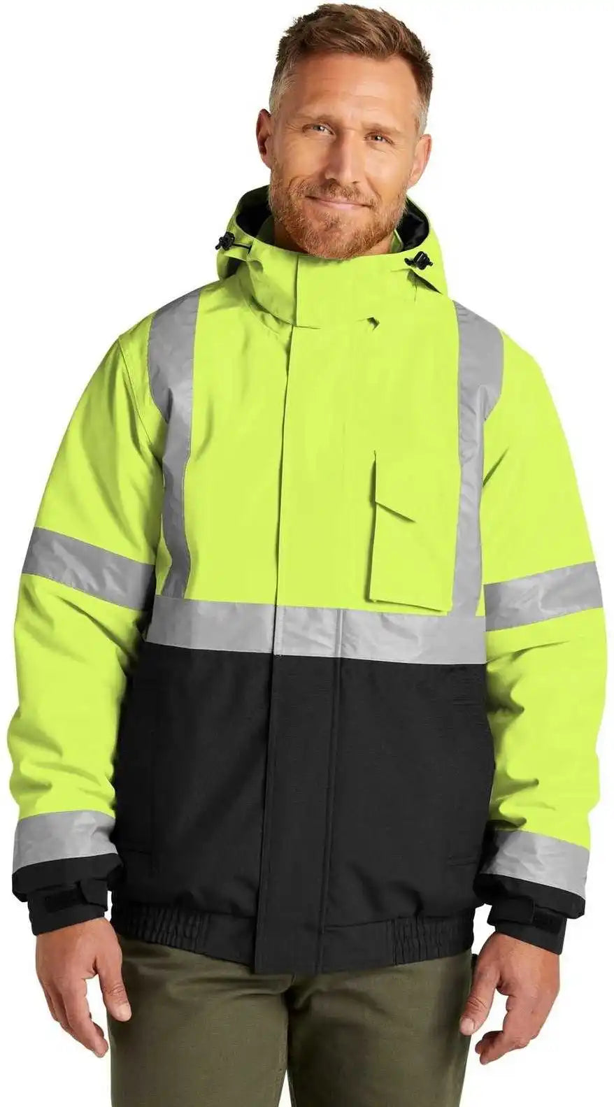 Cornerstone Csj500 Ansi 107 Class 3 Economy Waterproof Insulated Bomber Jacket Safety Yellow
