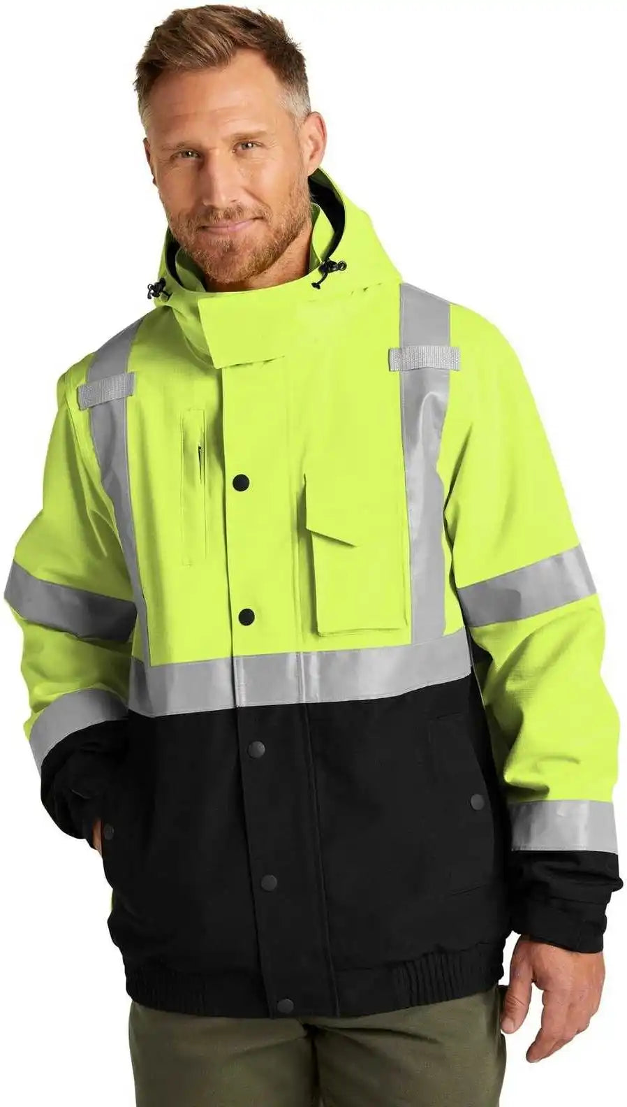 Cornerstone Csj501 Ansi 107 Class 3 Waterproof Insulated Ripstop Bomber Jacket - Safety Yellow