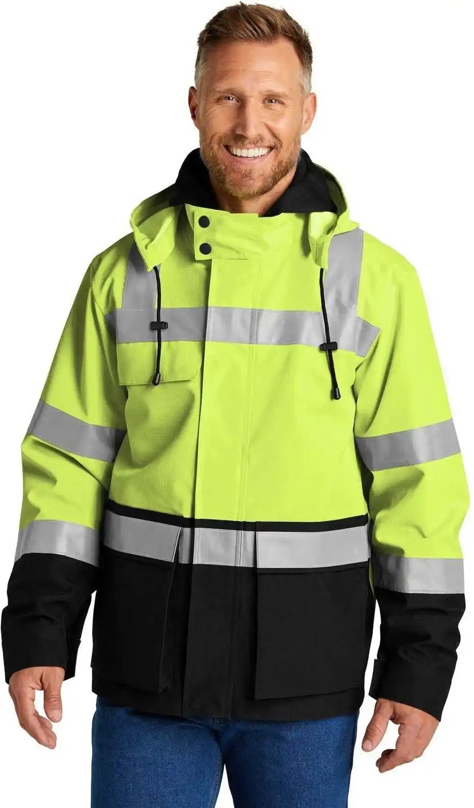 Cornerstone Csj502 Ansi 107 Class 3 Waterproof Ripstop in 1 Parka Safety Yellow