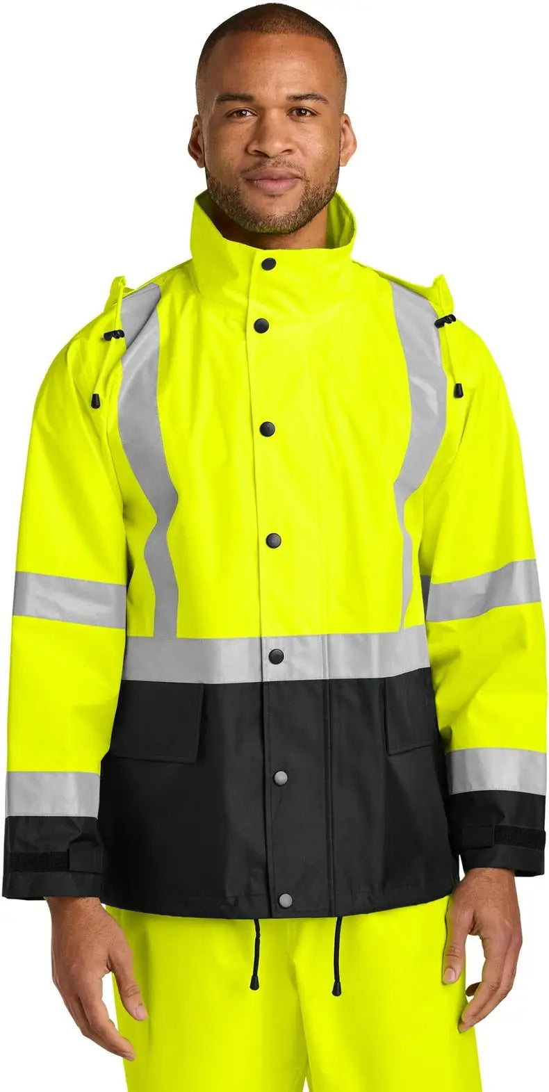 Cornerstone Csj504 Ansi 107 Class 3 Rain Jacket - Safety Yellow/ Black / Adult S/m