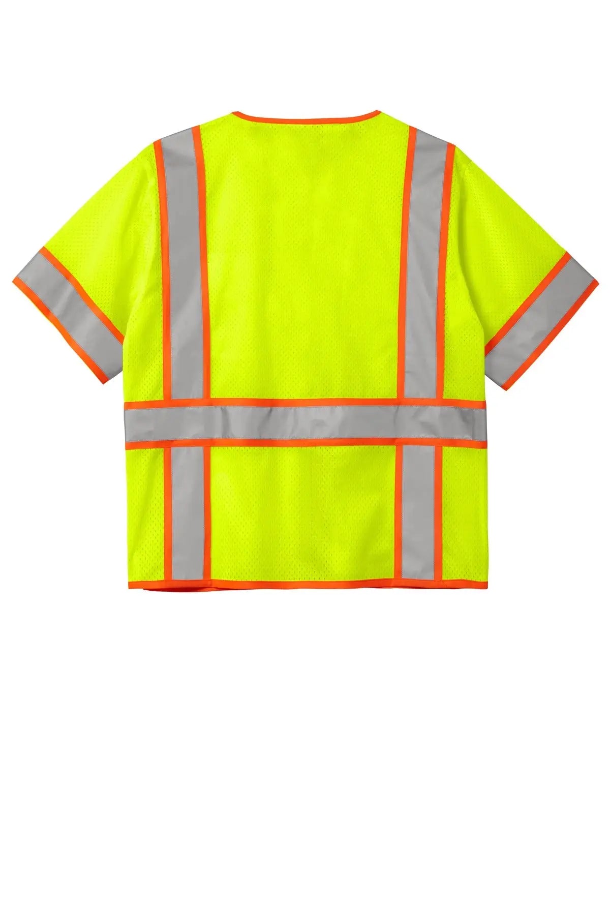 Cornerstone Csv106 Ansi 107 Class 3 Surveyor Mesh Zippered Two-tone Short Sleeve Vest - Safety Yellow / Adult m