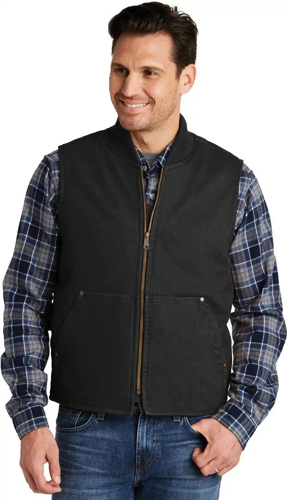 Cornerstone Csv40 Washed Duck Cloth Vest - Black