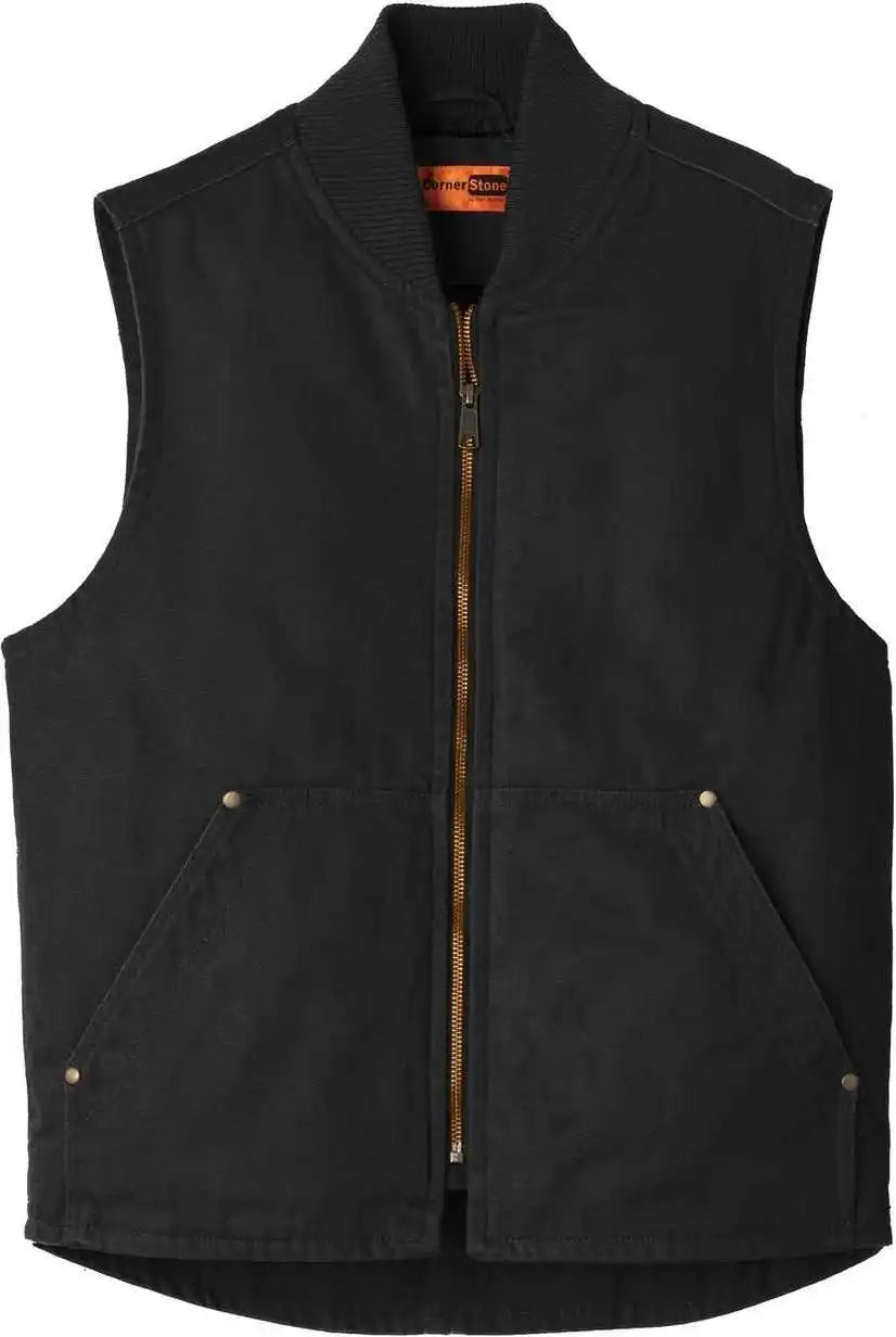 Cornerstone Csv40 Washed Duck Cloth Vest - Black