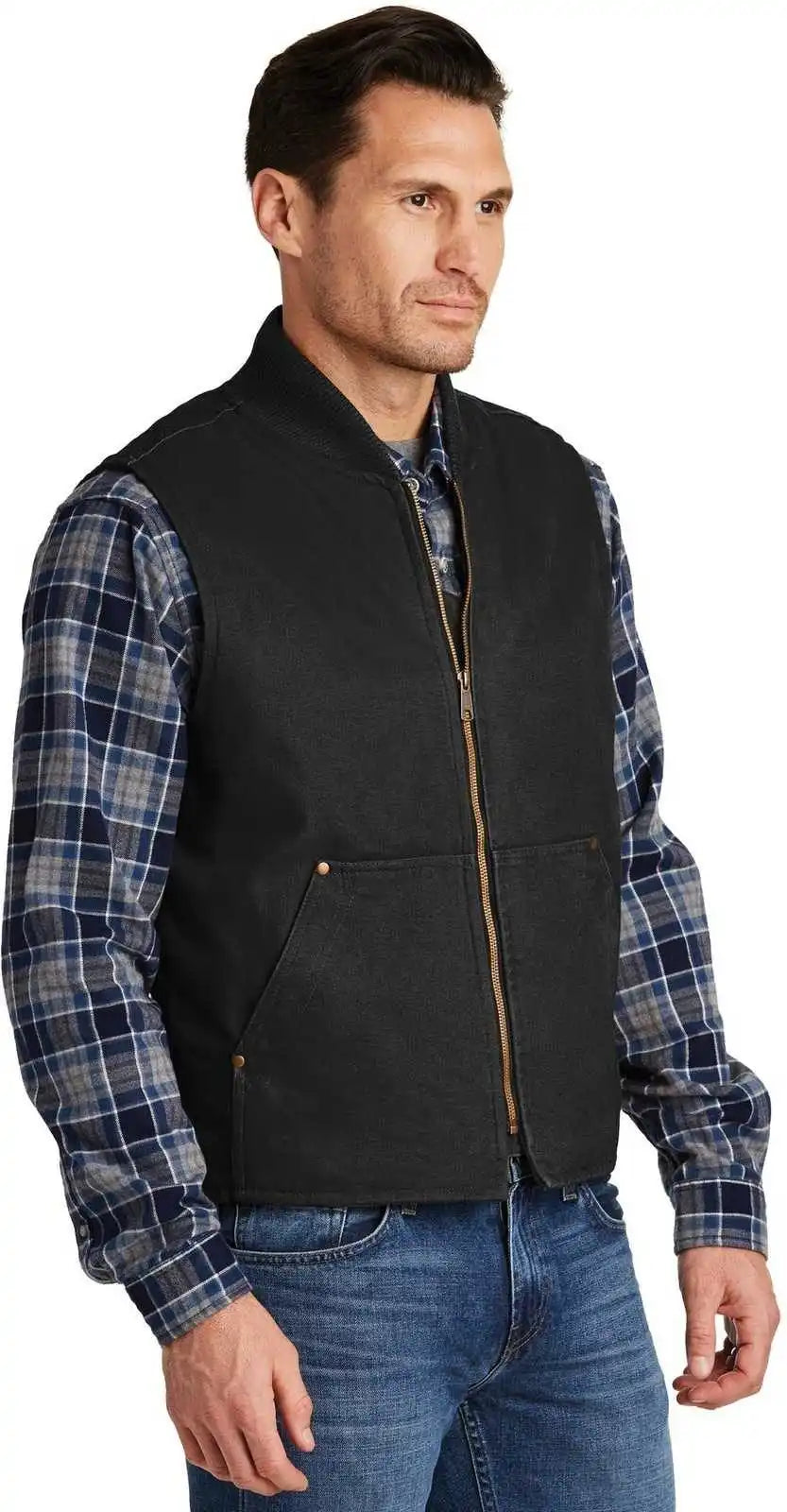 Cornerstone Csv40 Washed Duck Cloth Vest - Black