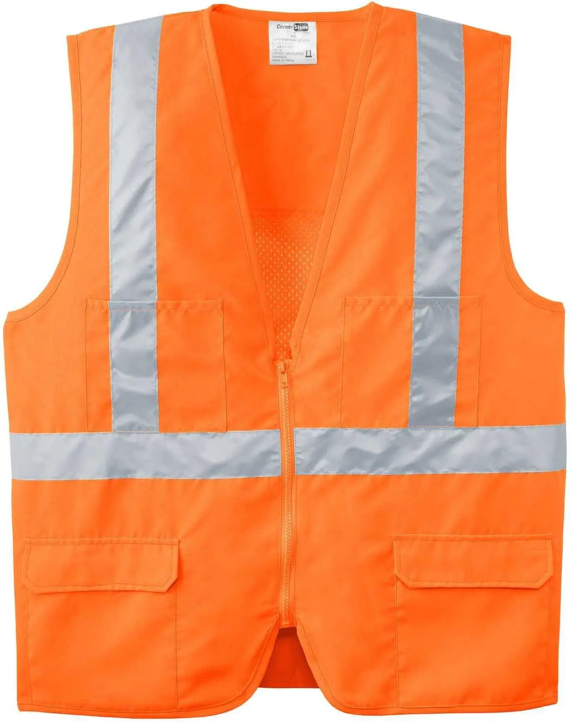 Cornerstone Csv405 Ansi 107 Class 2 Mesh Back Safety Vest - Orange