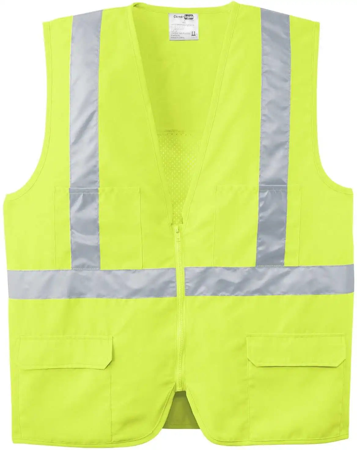 Cornerstone Csv405 Ansi 107 Class 2 Mesh Back Safety Vest Yellow