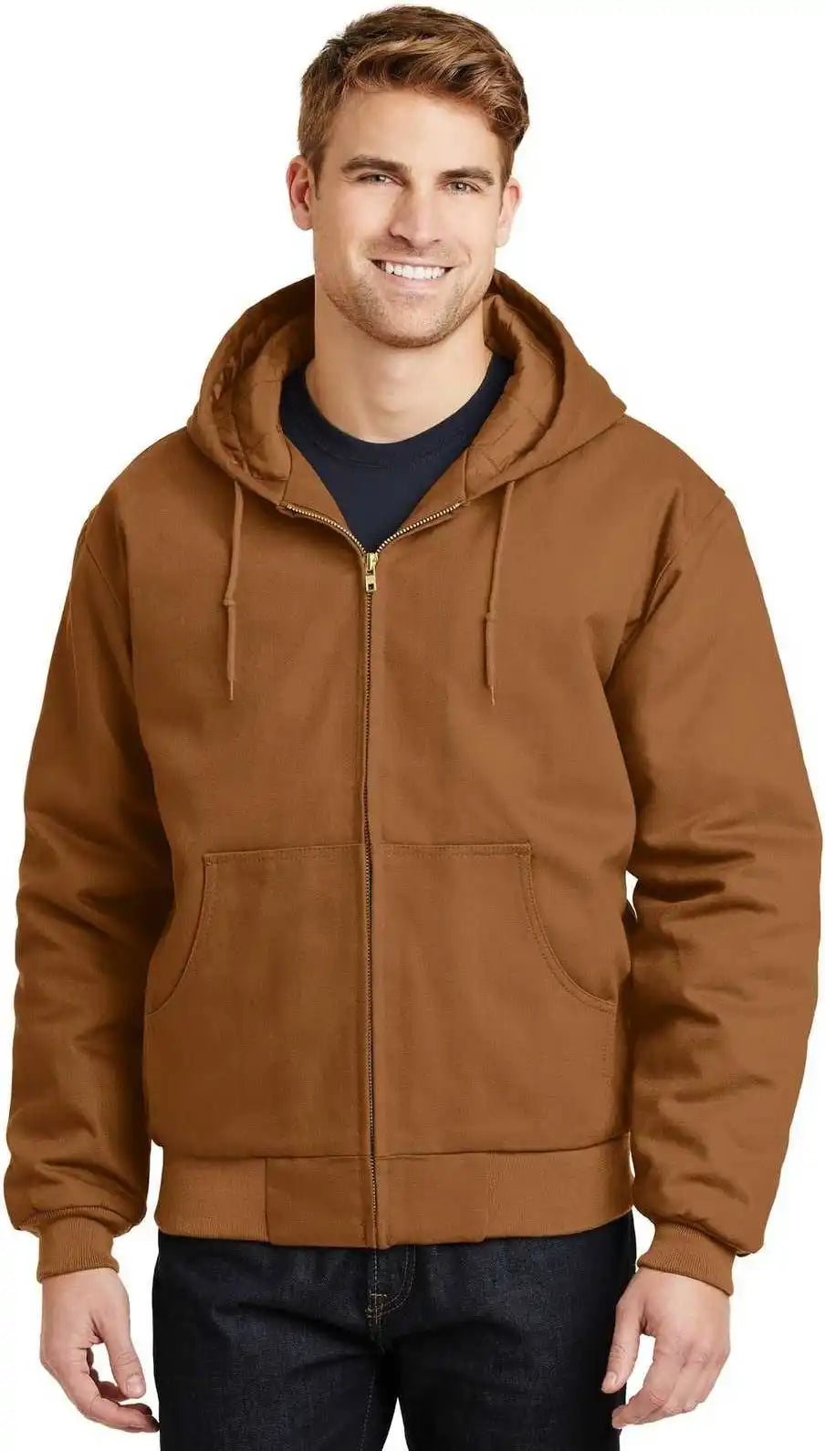 Cornerstone J763h Duck Cloth Hooded Work Jacket Brown