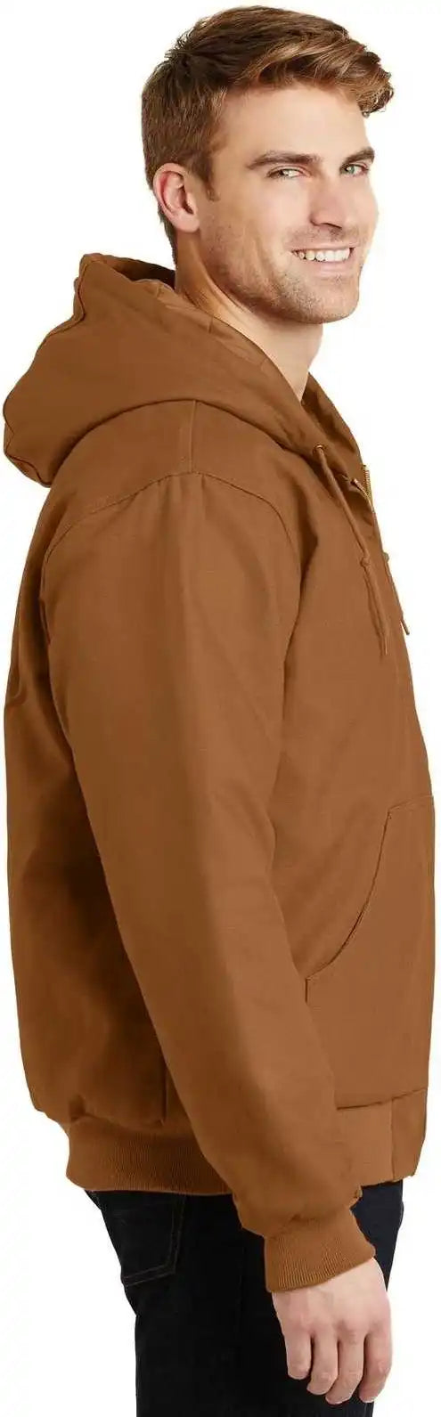 Cornerstone J763h Duck Cloth Hooded Work Jacket Brown