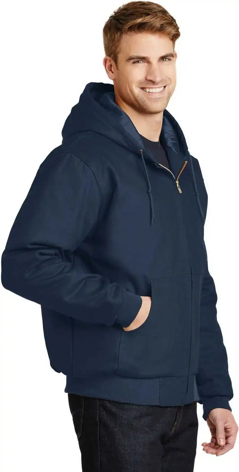 Cornerstone J763h Duck Cloth Hooded Work Jacket Navy