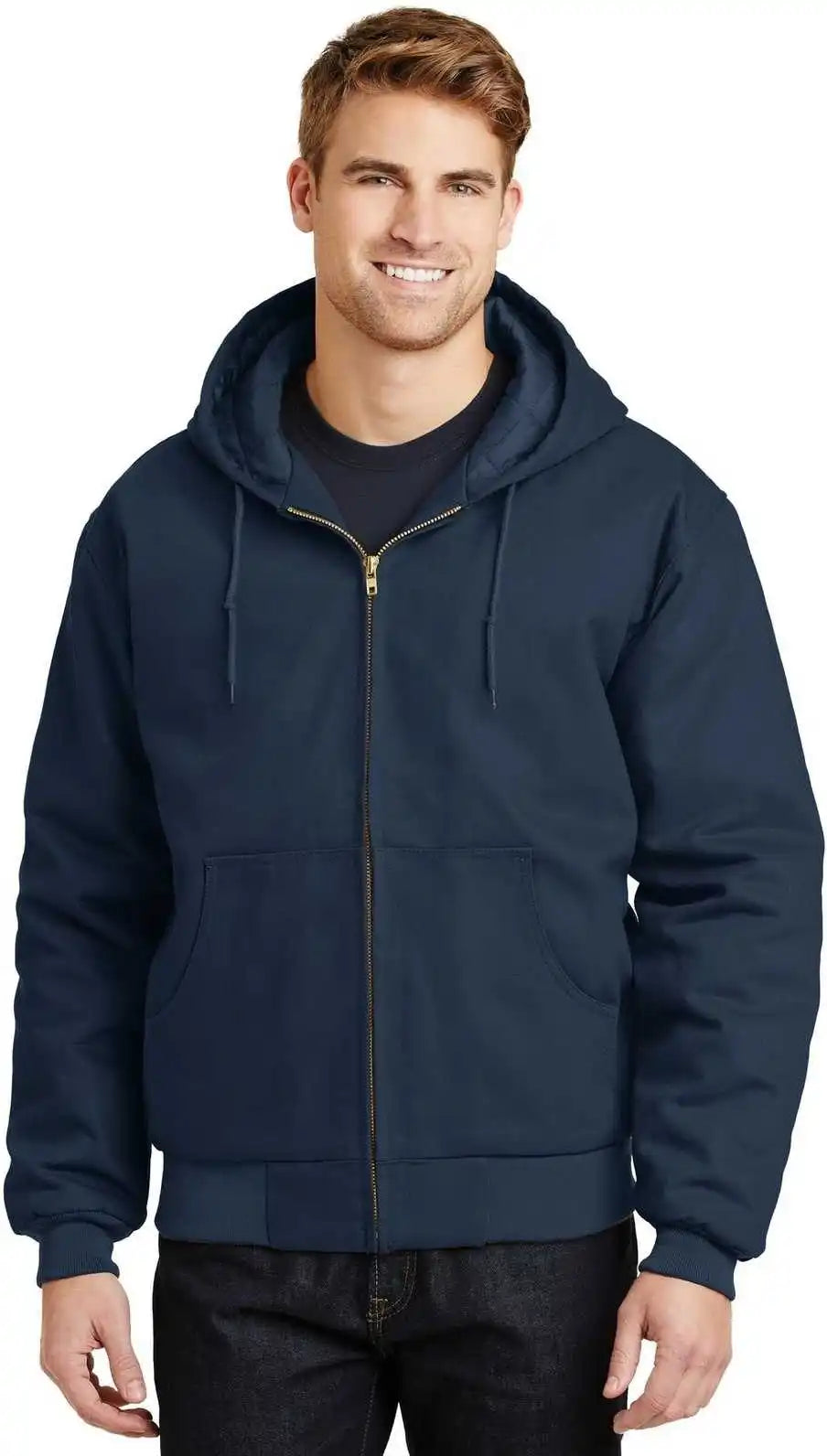 Cornerstone J763h Duck Cloth Hooded Work Jacket - Navy
