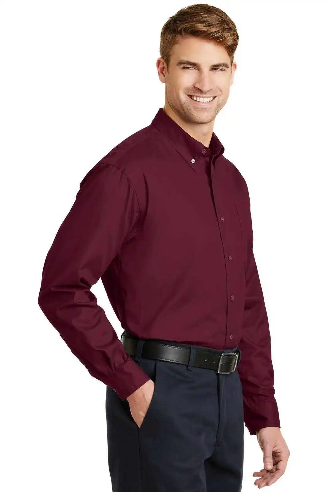 Cornerstone Sp17 Long Sleeve Superpro Twill Shirt - Burgundy