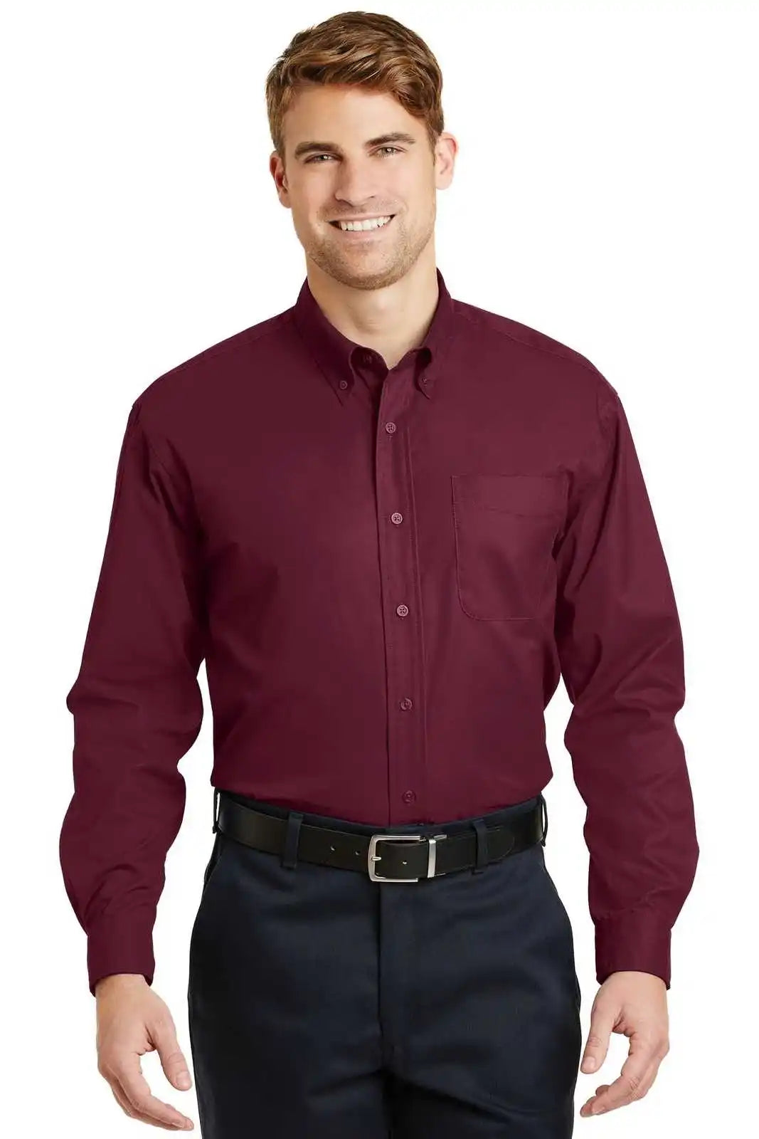 Cornerstone Sp17 Long Sleeve Superpro Twill Shirt - Burgundy