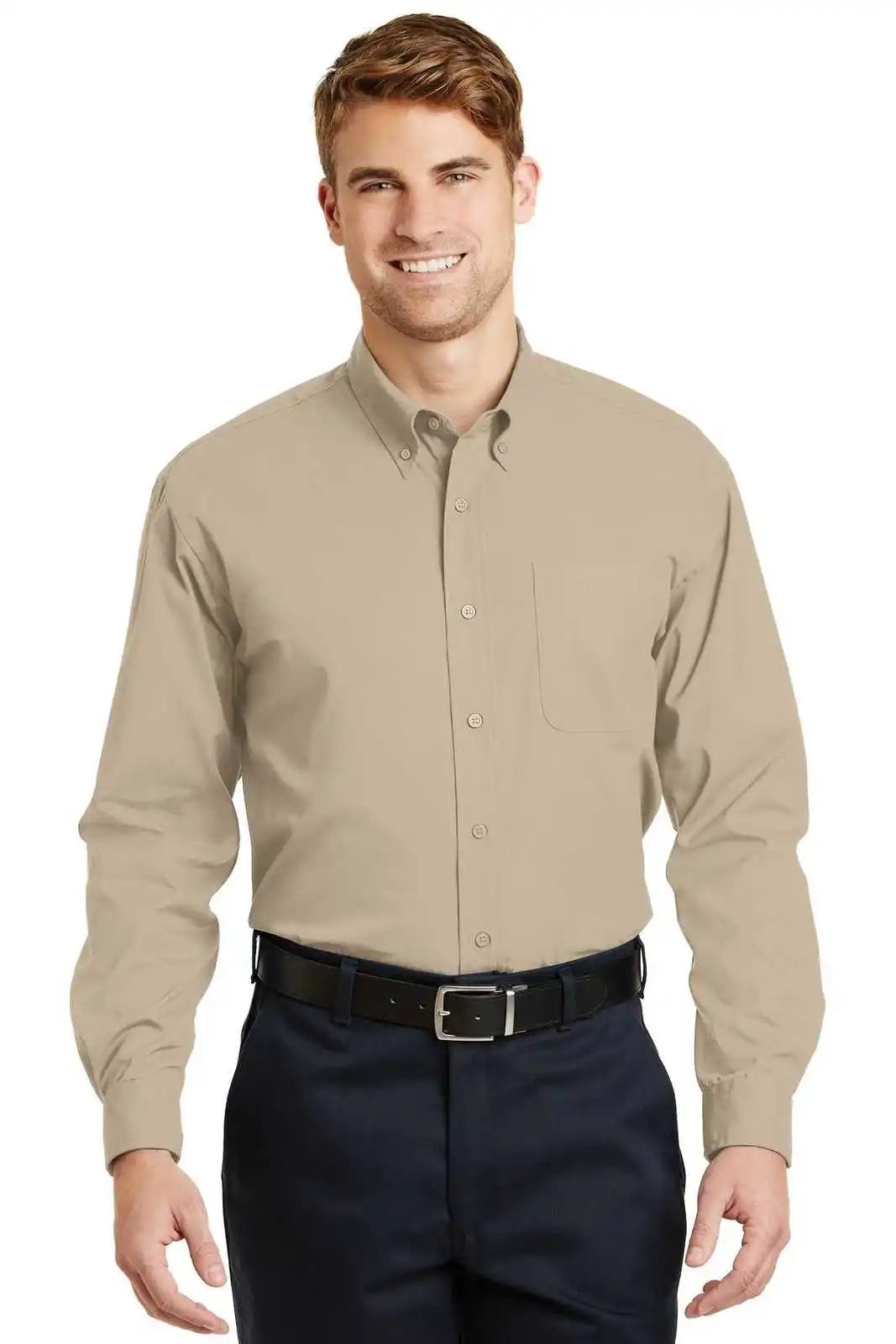 Cornerstone Sp17 Long Sleeve Superpro Twill Shirt - Stone
