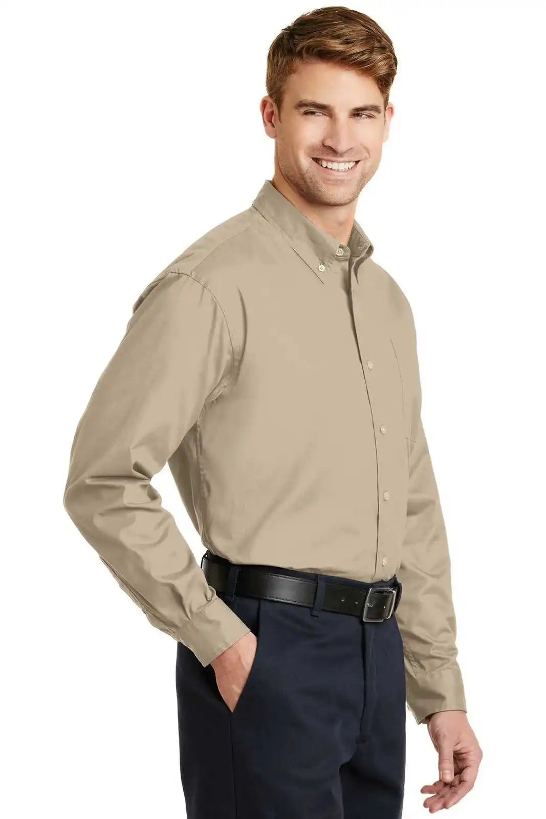 Cornerstone Sp17 Long Sleeve Superpro Twill Shirt - Stone