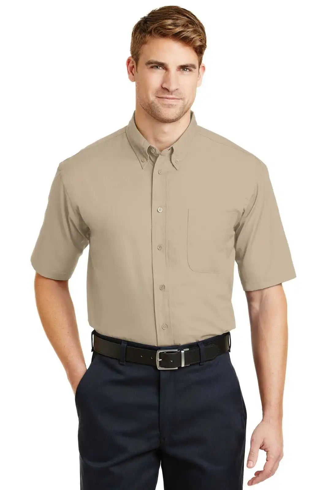 Cornerstone Sp18 Short Sleeve Superpro Twill Shirt - Stone