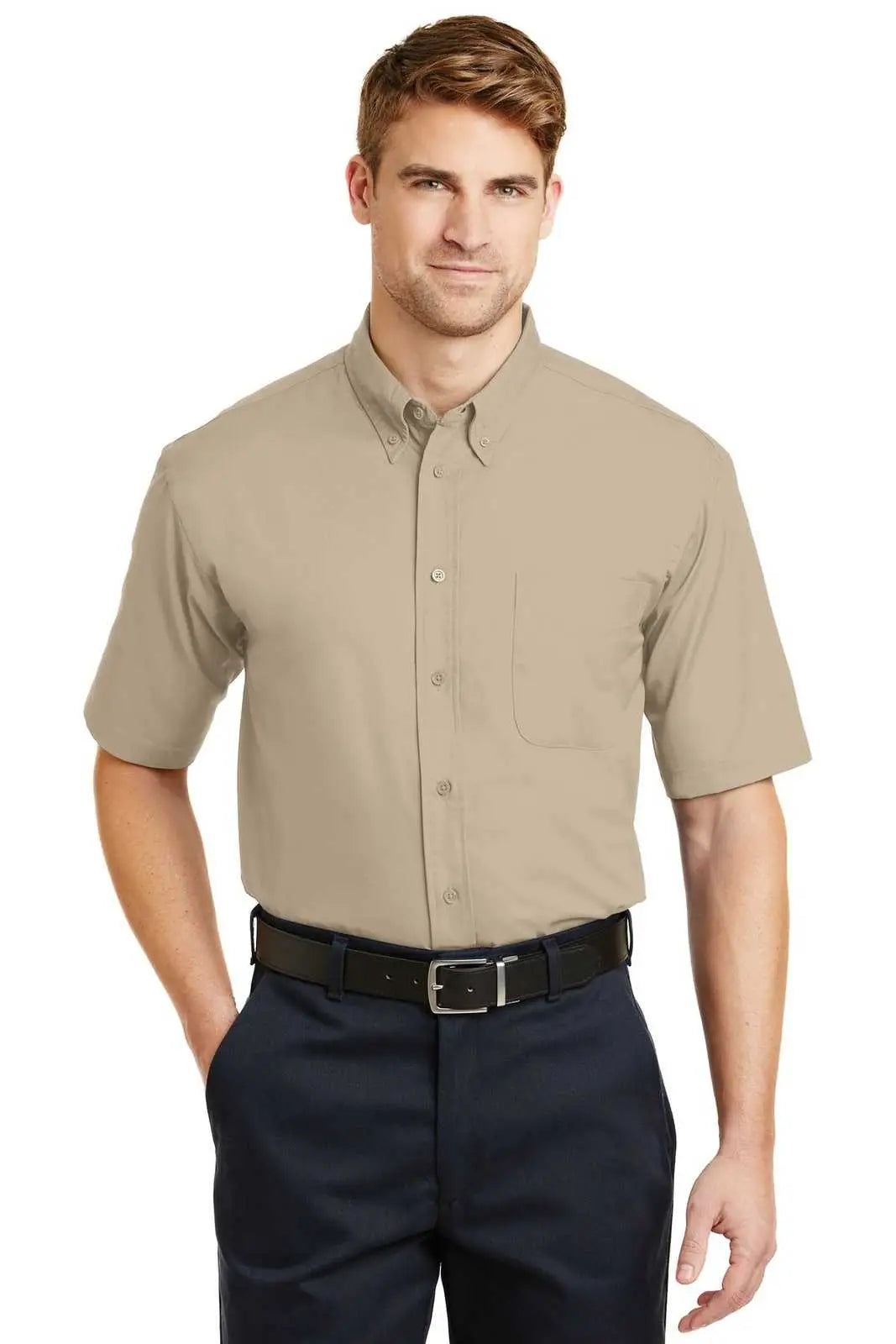 Cornerstone Sp18 Short Sleeve Superpro Twill Shirt - Stone