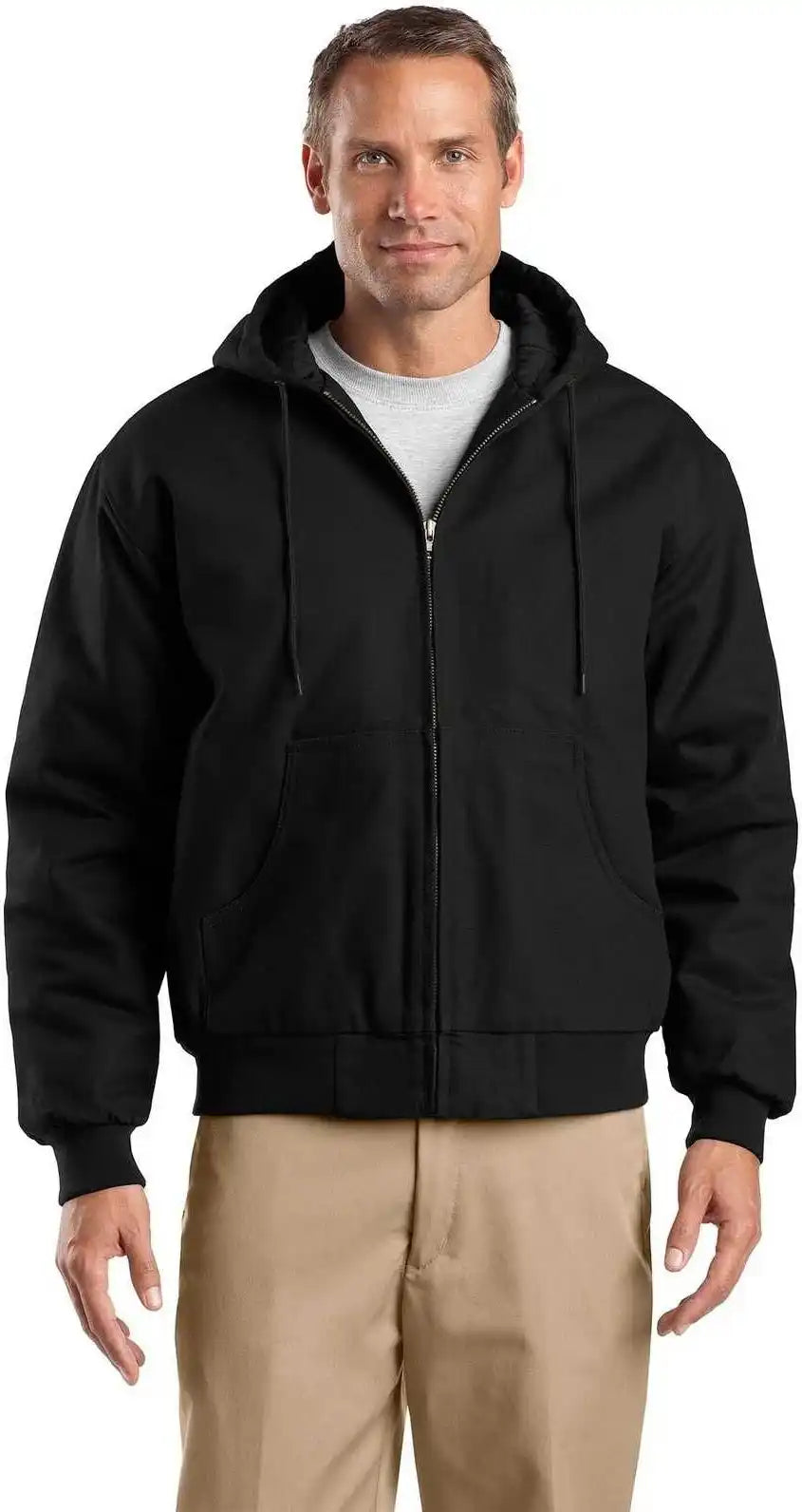 Cornerstone Tlj763h Tall Duck Cloth Hooded Work Jacket - Black