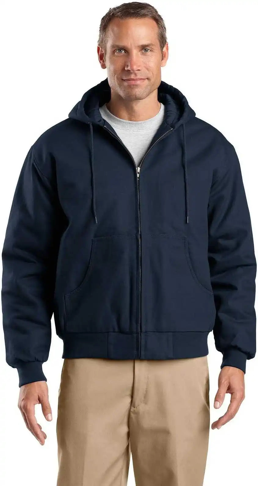 Cornerstone Tlj763h Tall Duck Cloth Hooded Work Jacket - Navy
