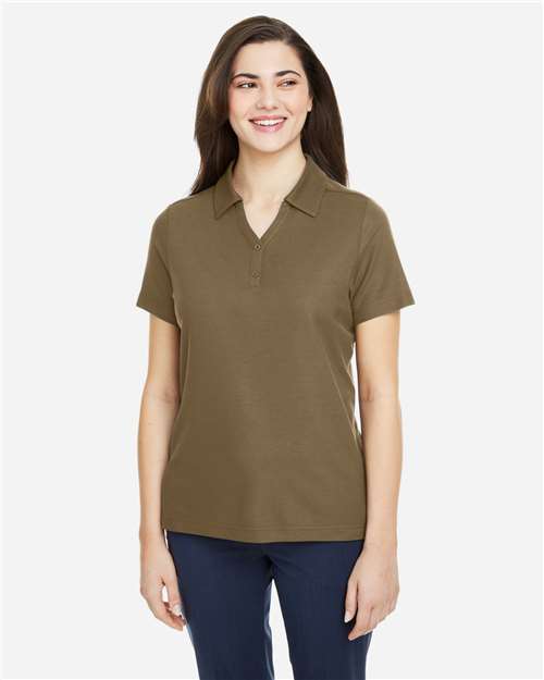 Left View of Coyote Brown Women's Fusion ChromaSoft™ Pique Polo - CE112W