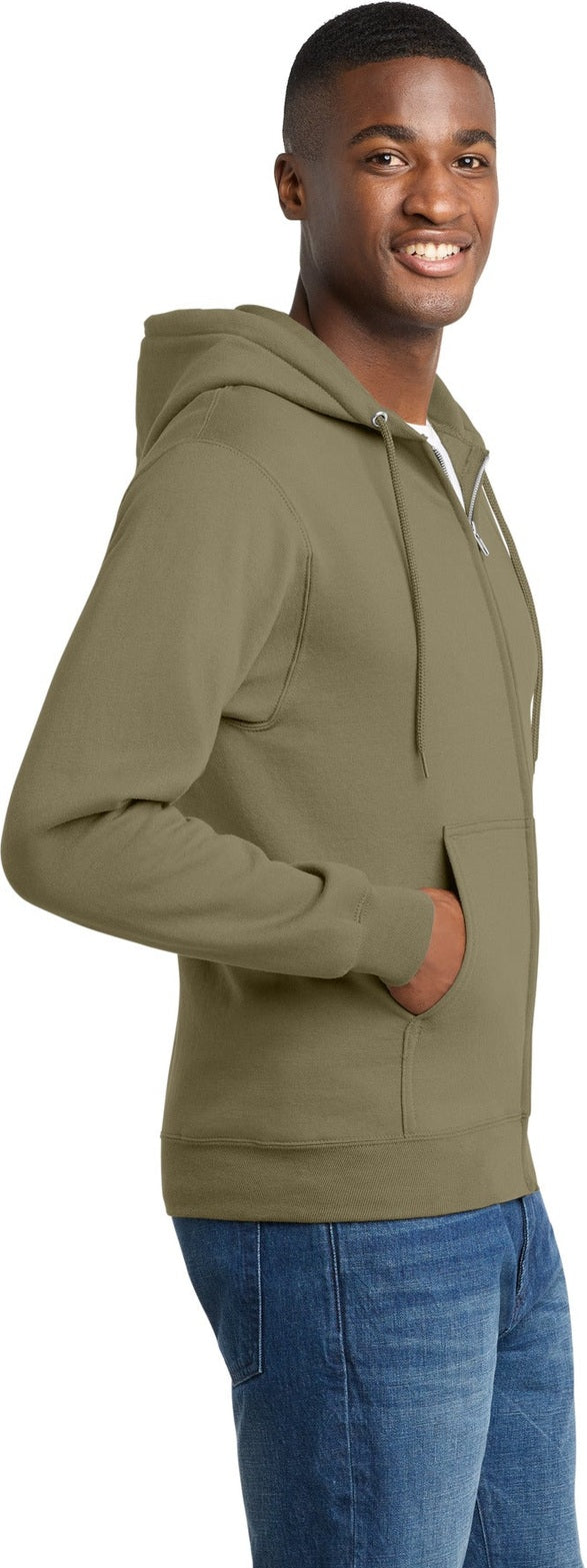 CoyoteBrn Port & Co Core Fleece Full-Zip Hooded Sweatshirt. PC78ZH