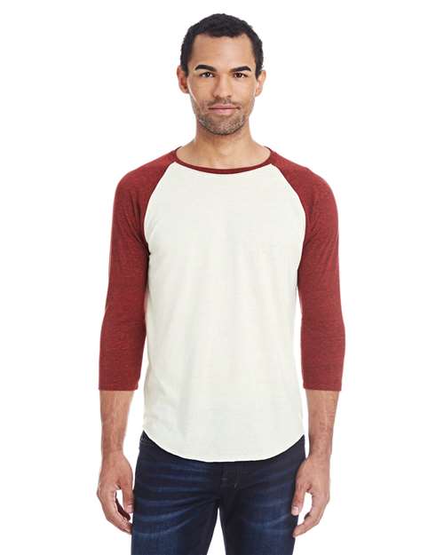 Cream/ Cardinal Black Triblend Triblend Three-Quarter Sleeve Raglan T-Shirt - 302G