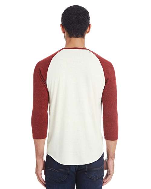 Cream/ Cardinal Black Triblend Triblend Three-Quarter Sleeve Raglan T-Shirt - 302G