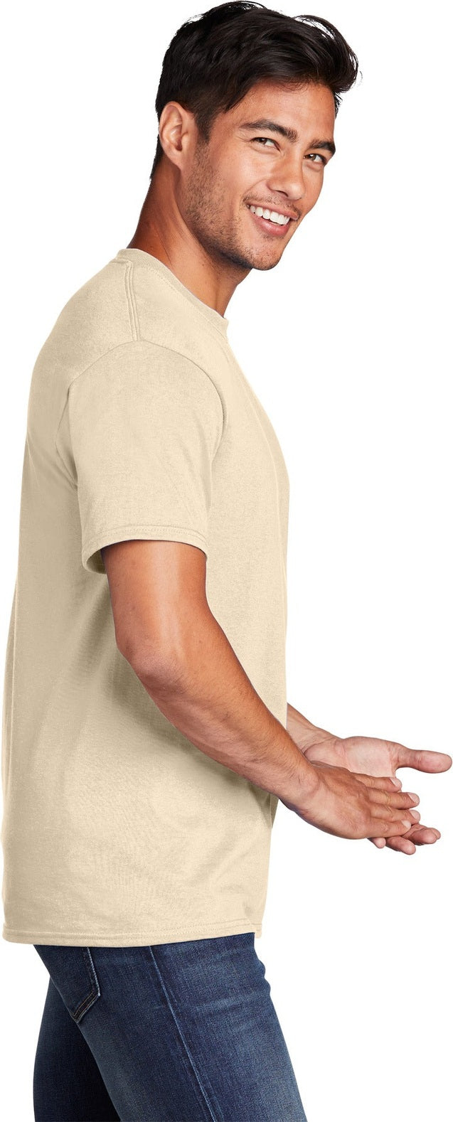 Creme Port & Co Core Cotton Tee. PC54