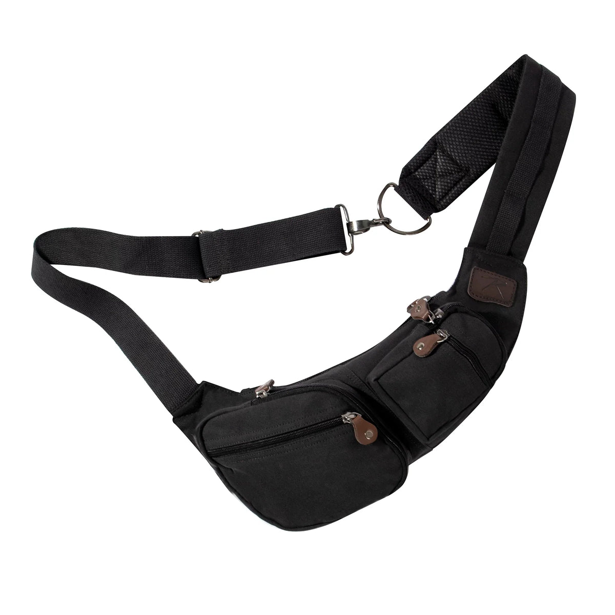 Crossbody Canvas Sling Bag - Black