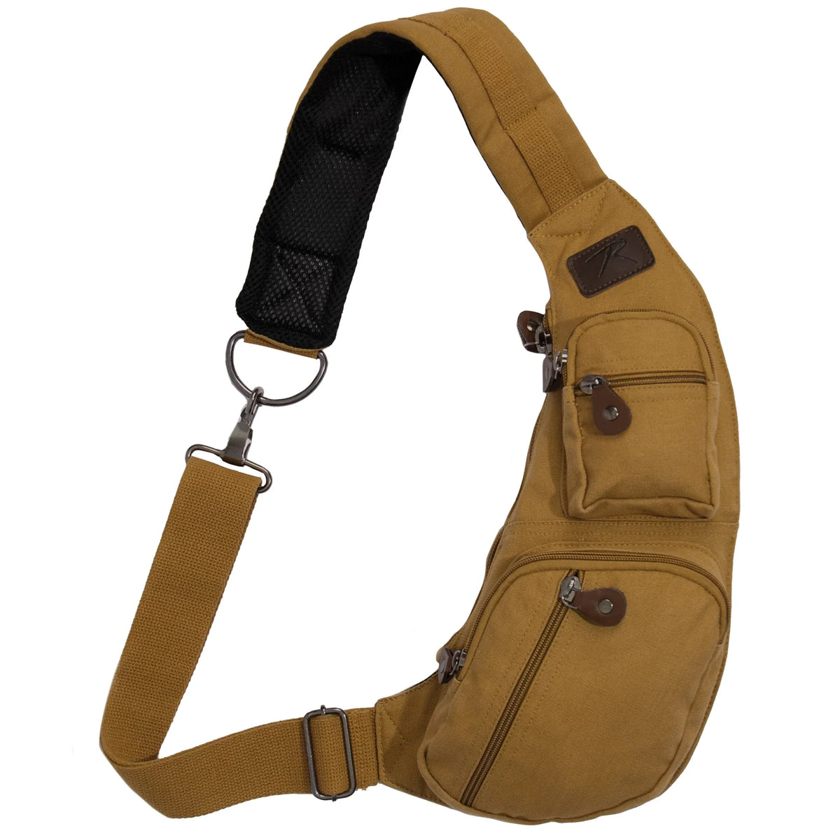 Crossbody Canvas Sling Bag - Coyote Brown
