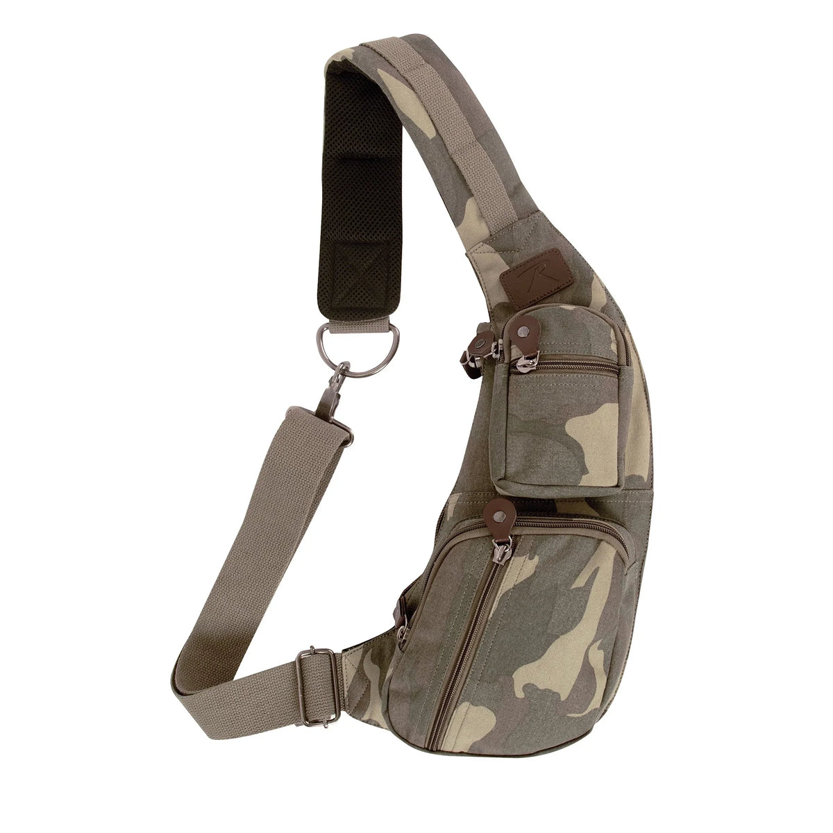 Crossbody Canvas Sling Bag - Woodland Camo