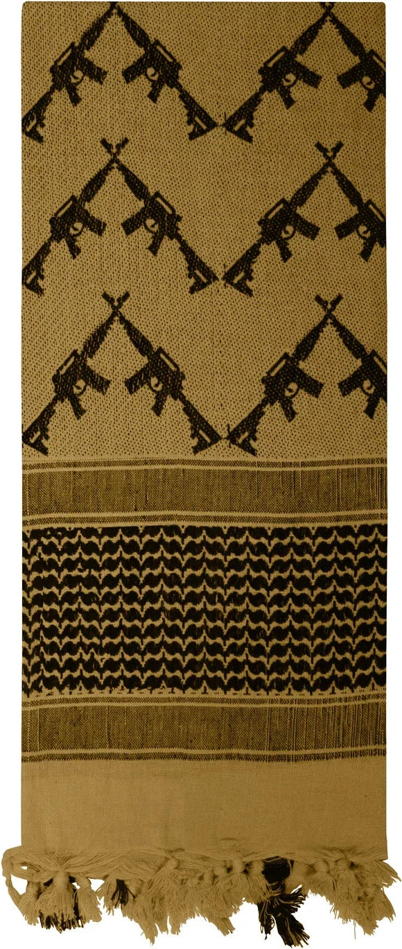 Crossed Rifles Shemagh Tactical Desert Keffiyeh Scarf - Coyote Brown